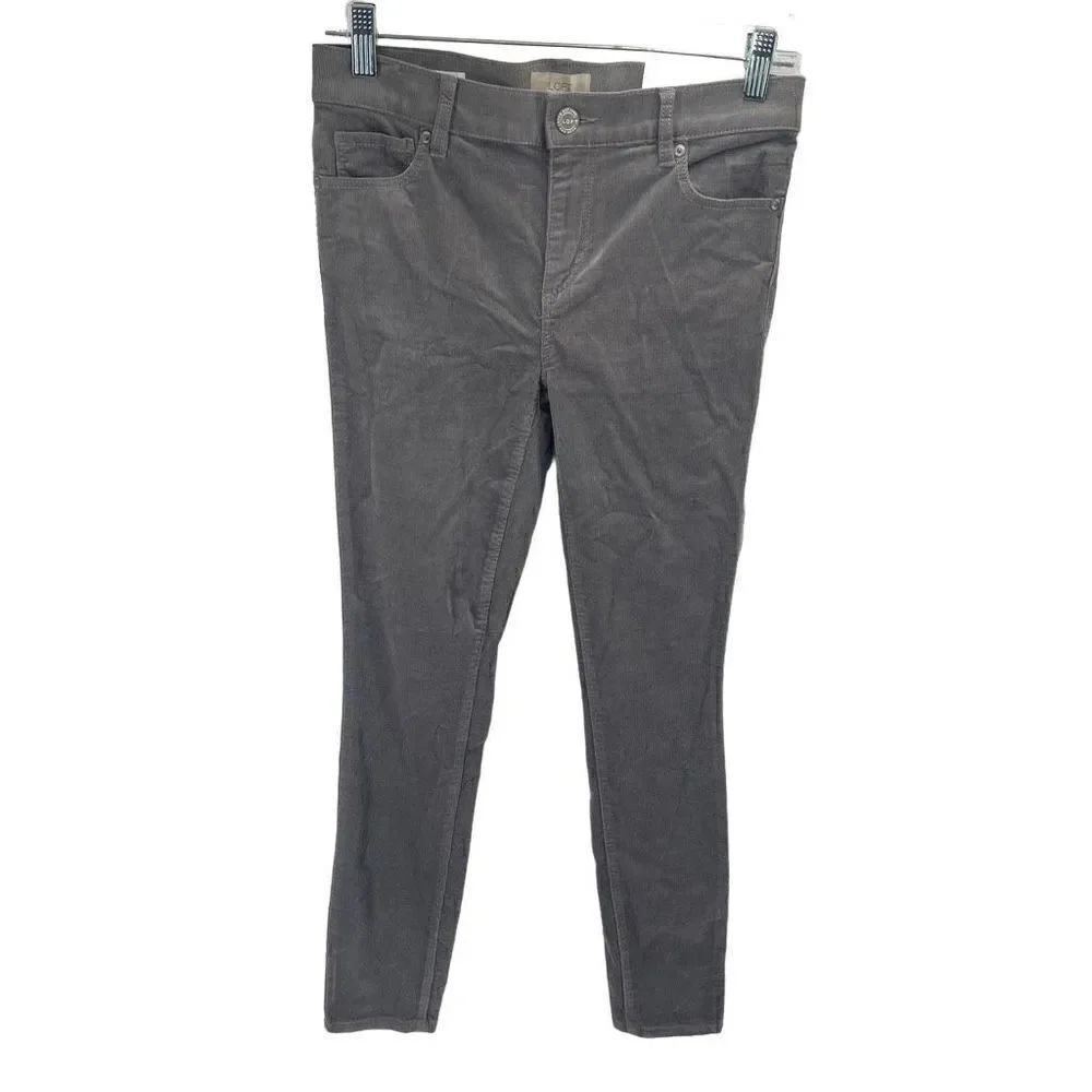 LOFT Women's Corduroy Pants Modern Skinny Fit Slim Leg Mid Rise Gray Size 2